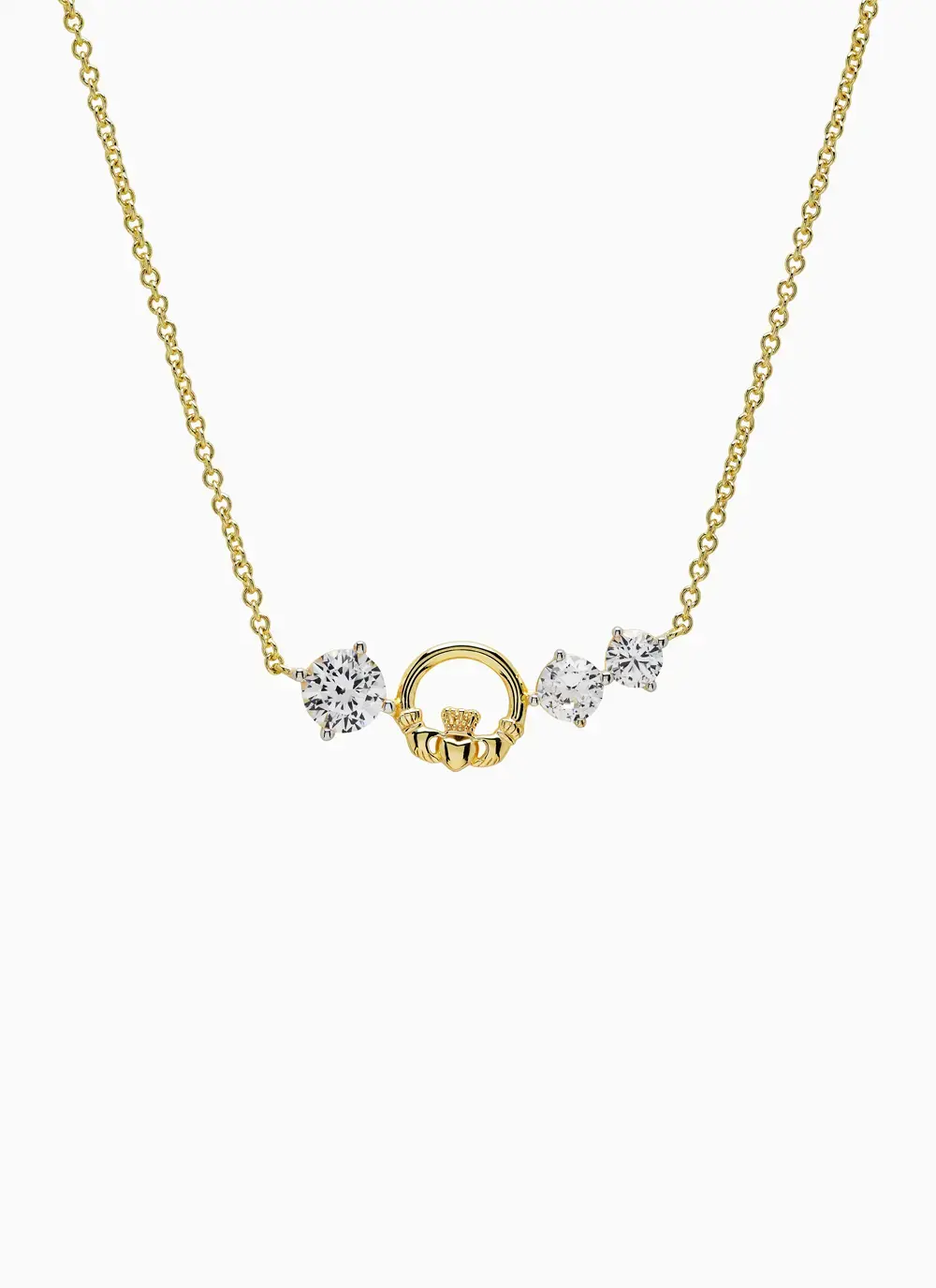 Sopphisticated 14K Gold Vermeil Unique Claddagh Curve Necklace